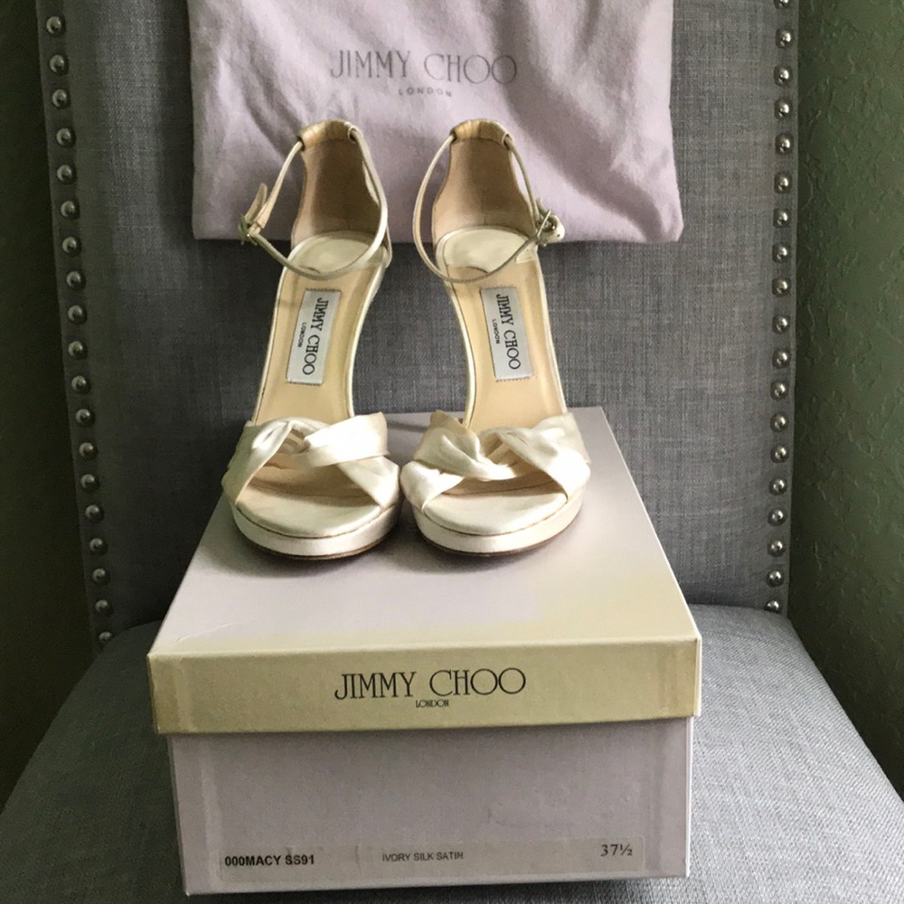 Jimmy Choo Macy in Ivory Silk Satin